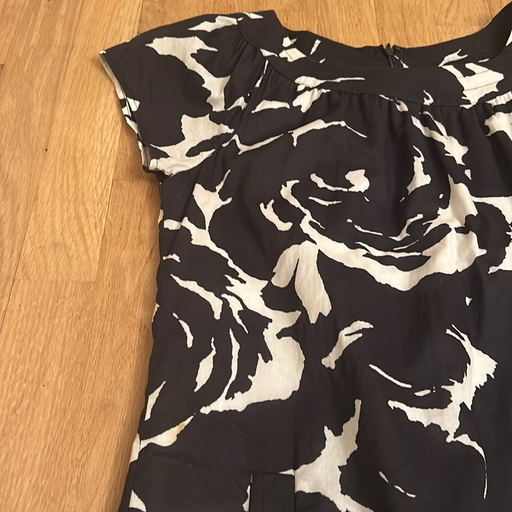 J. Crew Floral Black & White with Pockets Cap Sleeve Dress Women’s Size 0 - Picture 9 of 16